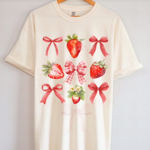 Strawberry Bow Coquette Tshirt